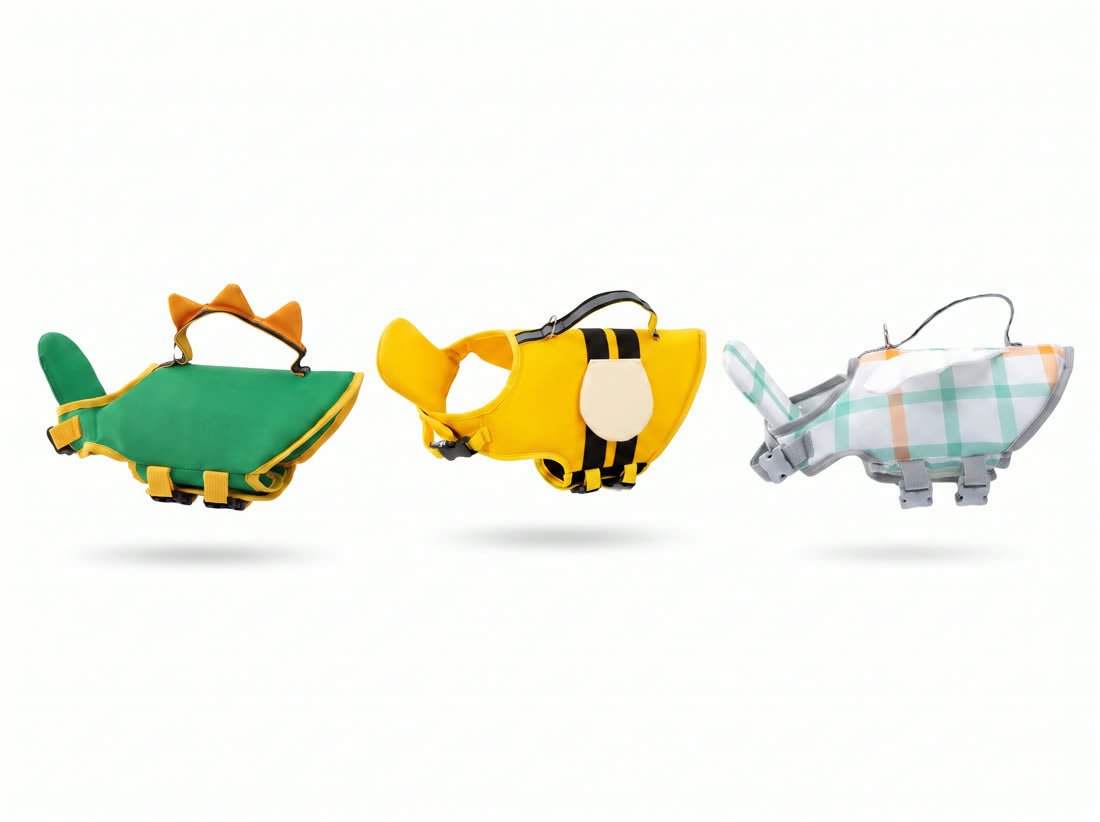 The three Woofgang designs: dino, bee and shark